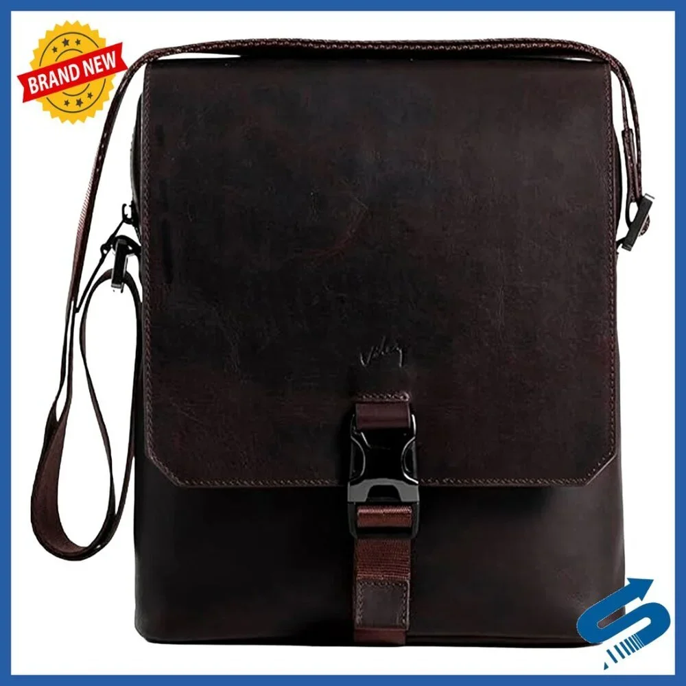 Men's Leather Messenger Bag, Adjustable Strap, Fits 11-Inch Tablet